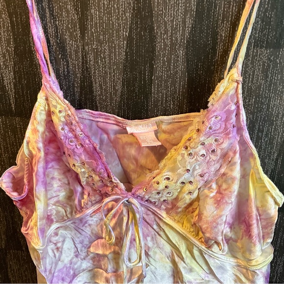 Lingerie tank top nightie lavender and yellow super cute l-xl y2k - Picture 5 of 5